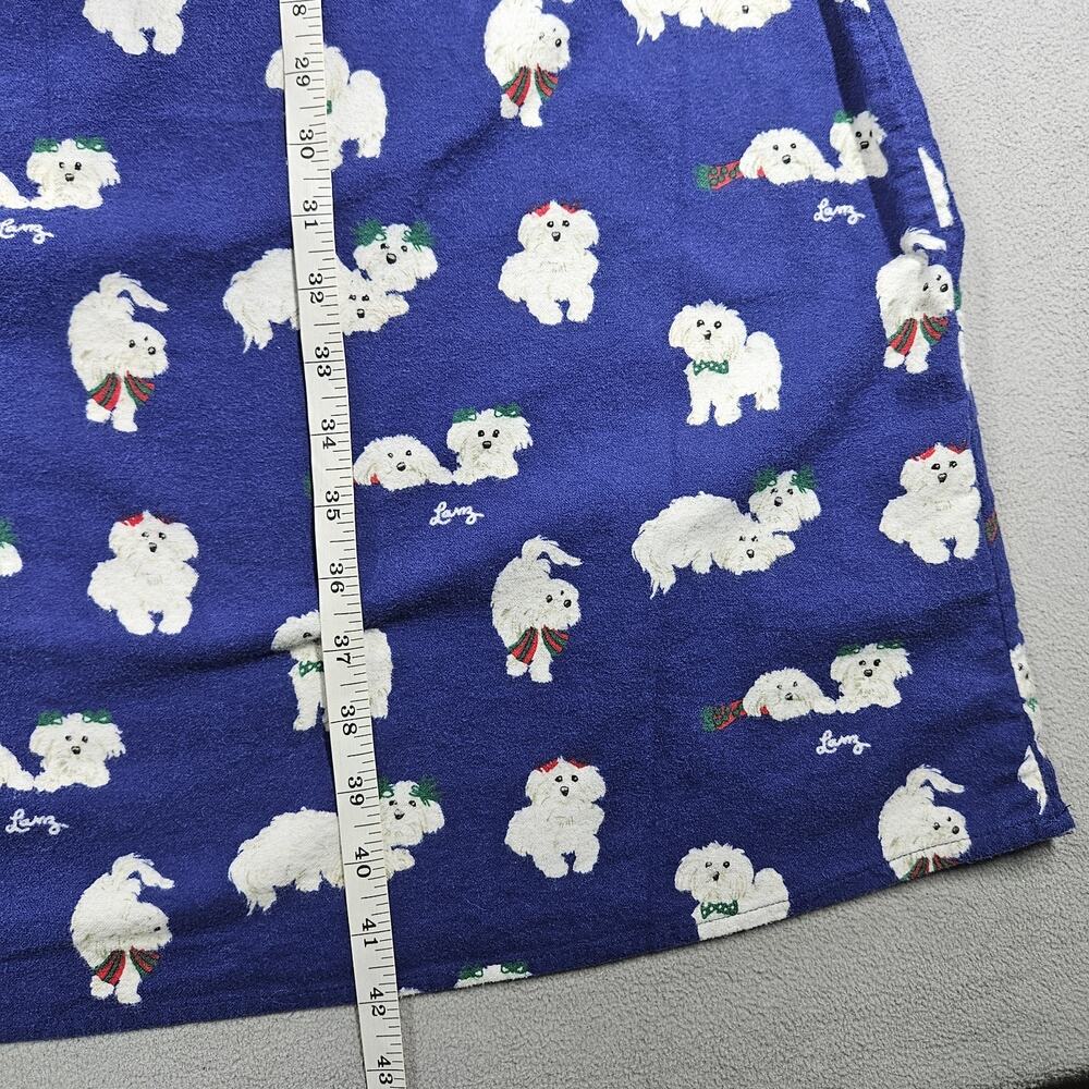 Lanz Salzburg Puppy Love Flannel Nightgown Womens M Cotton Yorkie Navy Blue - Picture 12 of 13